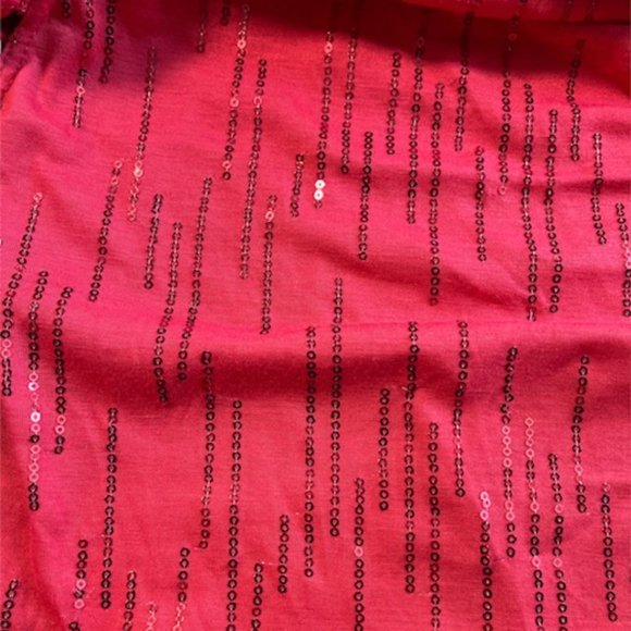 Dots Cold Shoulder Red Blouse Cowl Neck Sequined XL - Picture 4 of 4